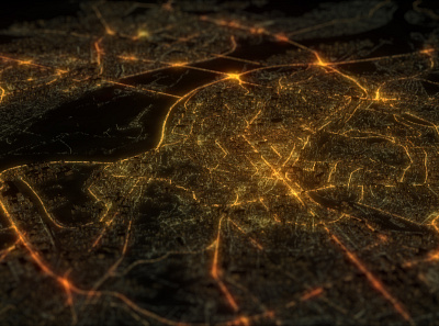 Kyiv at night 3d city houdini osm render urban visualization