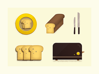 Bread toast illustration bread breakfast flat grain illustration illustrator plate style toast