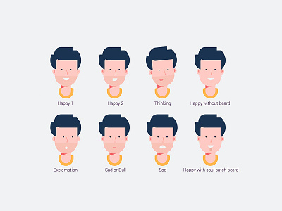 Facial expression business character emotion expression face flat happy illustration krishna kumar man sad website