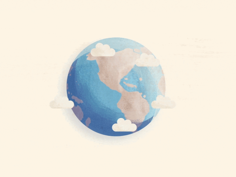 Her journey to planet Earth baby cloud earth flat gif icon invite loop map texture web world