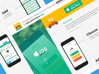 Driver Prep landing page app car driver ios iphone6 landing mobile ui ux