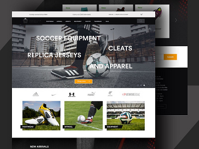 Online store to find soccer equipment home page online store soccer ui ux website design