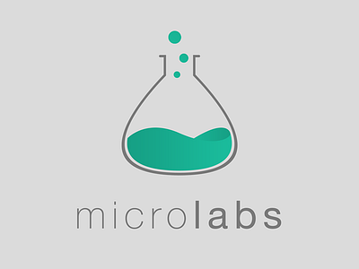 Micro Labs Logo beaker branding design flask flat green helvetica neue illustration logo science test tube vector