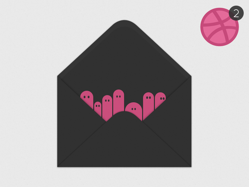 Dribbble Invite dribbble invite giveaway pink envelope cartoon dribbble invite worm things minimal letter post dark