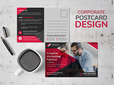Red Creative Corporate Business Marketing Postcard Design brand design brand identity business business flyers clean commercial corporate creative design finance flyer marketing marketing agency postcard postcard design postcard template postcards red