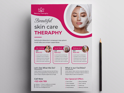 Creative Pink Spa Beauty Skin Care Flyer Design beauty body brand design brand identity business flyer design business flyers commercial corporate creative design dl flyer facial flyer health massage relaxing skincare spa