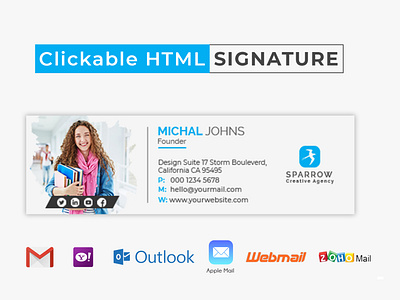 Creative Clickable HTML Email Signature Template Design