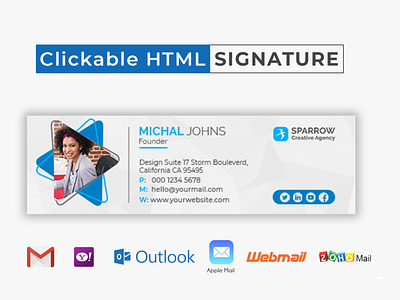 Clickable HTML Email Signature Template Design banner design brand design brand identity business clickable clickable email signature commercial corporate creative design email email design email signature email signatures email template logo template template design ui