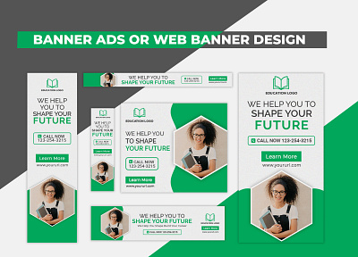 Creative Green School Admission Banner Ads Or Web Banner Design ads animated banner banner ads banner design branding business commercial corporate creative design flyer google ad banner google ads google adwords graphic design html5 web banner web banner ad