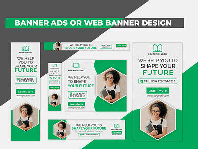 Creative Green School Admission Banner Ads Or Web Banner Design