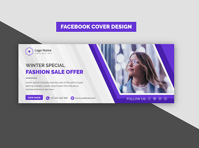 Corporate Modern Clean Creative violet Social Media Banner banner design brand identity commercial corporate cover design creative design facebook banner facebook cover fashion offer promoional promoional winter winter sale