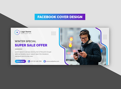 Creative Modern Voilet Winter Special Super Sale Facebook Banner cloth graphic design cloth graphic design commercial