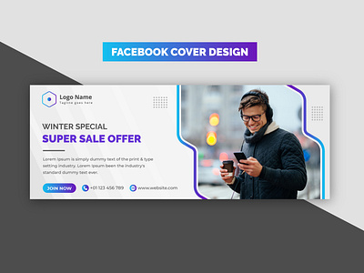 Creative Modern Voilet Winter Special Super Sale Facebook Banner