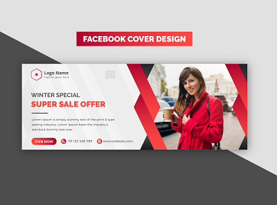 Creative Modern Red Winter Special Super Sale Facebook Banner cloth graphic design