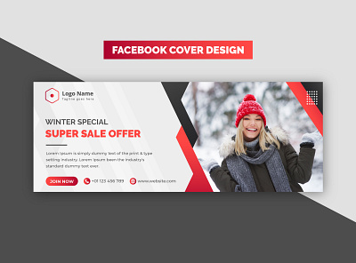 Creative Modern Red Winter Special Super Sale Facebook Banner brand identity corporate graphic design