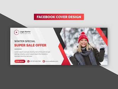 Creative Modern Red Winter Special Super Sale Facebook Banner