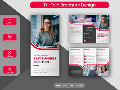 Creative Modern Red Color Corporate Trifold Brochure Design