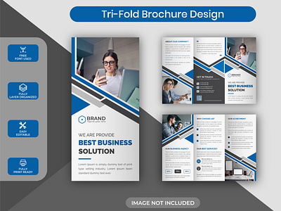 Creative Modern Blue Corporate Business Trifold Brochure Design