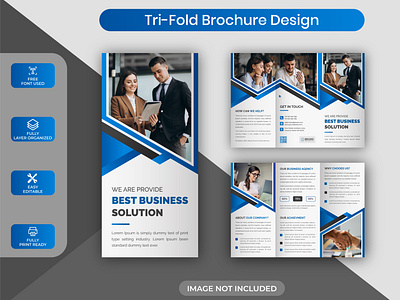 Blue Creative Modern Awesome Corporate Business Trifold Brochure