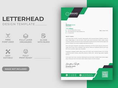 Creative Modern Green Color Corporate Business LetterHead Design