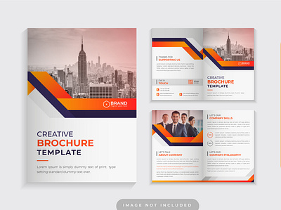 Clean Corporate Orange Color Bi Fold Business Brochure Design bi fold bi fold brochure company profile presentation
