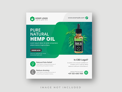 Hemp product cbd oil social media post design template banner cannabis oil cbd oil commerce hemp oil leaf marketing medical medicine oil organic post product promotion social media post web web banner