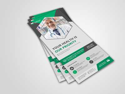 Medical Hospital Doctor Green Rack Card Design