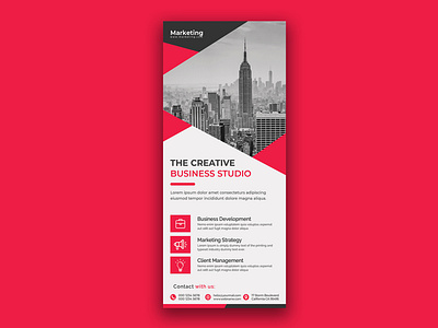 Creative Corporate Red Color Roll Up Banner Design