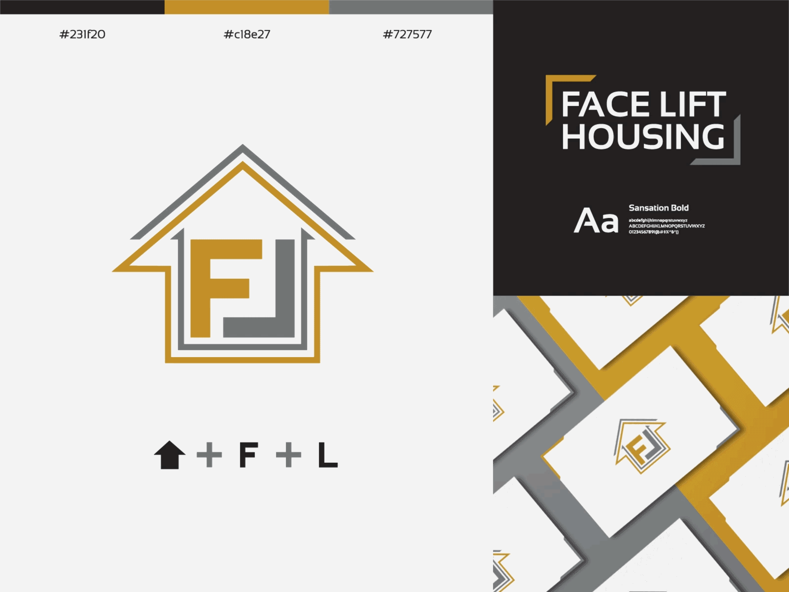 FACE LIFT HOUSING Logo Design adobe after effects adobe illustrator adobe photoshop animation brand business card color construction font gif gold graphic design housing logo logo design logo structure logomark print silver styleguide