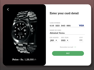 Daily Ui 002 Credit Card Page challenge color daily dailyui dailyui 002 dailyui002 design ecommerce ecommerce app ecommerce design interface design minimal page payment form rolex shopping app shopping cart ui ux web