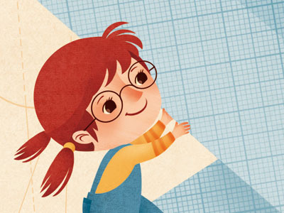 Little red-haired girl child girl illustration