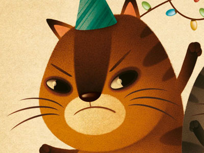 Not so festive cat! card christmas festive gaia bordicchia illustration
