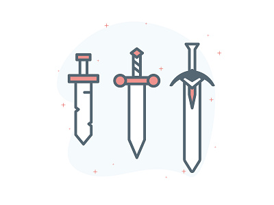 Development - The swords development icons illustration minimal red sword