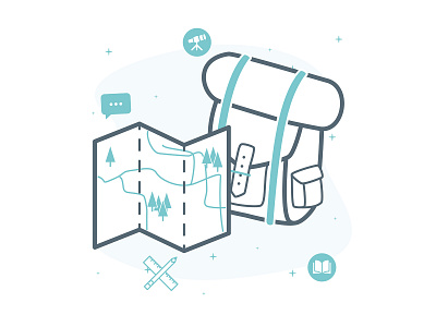 Design - The kit backpack discovery green icons illustration location map minimal plan