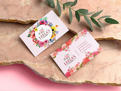 Floral Business Card brandidentity branding business businesscard businesscarddesign businesscards creative design floral flower graphicdesign leaf marketing pink printing