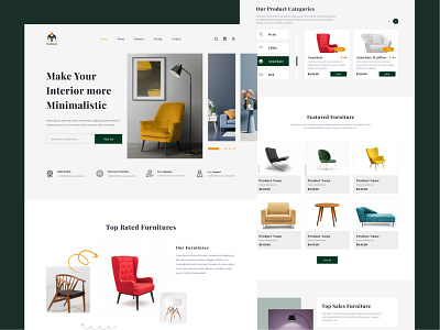 Furniture landing page branding design chair design e commerce furniture furniture landing page furniture website interior interior design landing page prodcut website product landing page sofa ui uiux design web design web template website