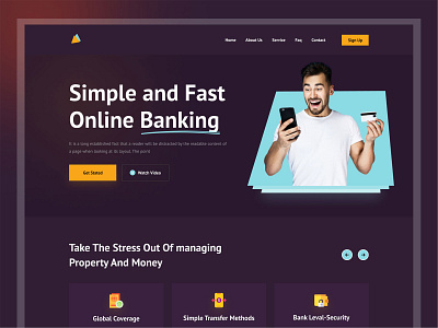 Online-Banking-landing-page bank bank app banking website finance finance app fintech fintech landing page fintech website home page iux design landing page online banking online banking landing page web template website