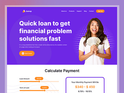 Loan company landing page crypto cryptocurrency home page landing page loan loan company loan landing page loan website money transfer online banking uiux design website website design website redesign
