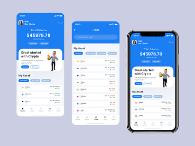 Cryptocurrency app ui design