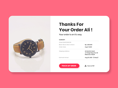 Email Receipt - My DailyUI #1 dailyui dailyuichallenge design email email receipt order order fulfillment ordering practice practices shipping shop thanks thankyou ui uidaily uidailychallenge ux watch