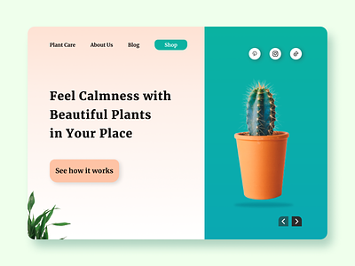 Plant Care And Shop - Exploration #1 dailyui design gogreen hero herosection plant planting plants ui uidaily uidesign