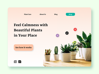 Plant Care And Shop - Exploration #2 covid19 dailyui design gogreen green hero herosection pandemic plant planting plants ui uidaily uidesign web website