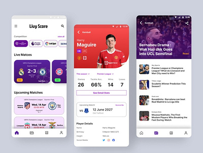 Livy Score - Live Score Football Apps championsleague dailyui design football mobile mobiledesign premierleague ucl ui uidaily uidesign uiux uiuxdesign uxdesign