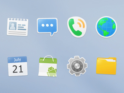 Icons browser calendar call contact document icon market setting sms