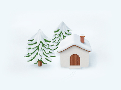 Merry Christmas christmas house icon snow tree