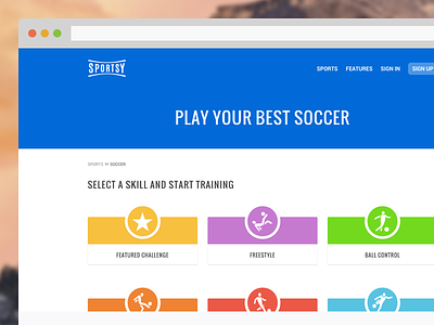 Sportsy Soccer colors education kids soccer sports sportsy web web design