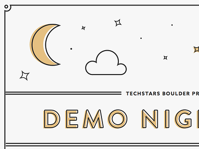 Demo Night Invite gold invitation invite moon night offset print stars