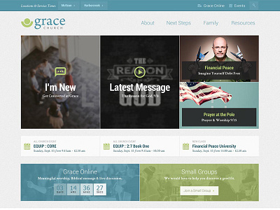 Grace Church - No Rotator Redesign church design countdown timer events home page web web design website