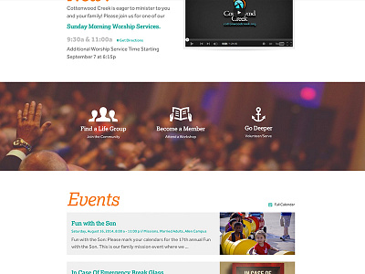 Cottonwood Creek Responsive Site events responsive web design