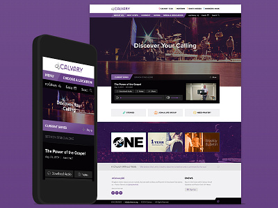 Calvary Church Responsive Site church design design media purple responsive tablet web website